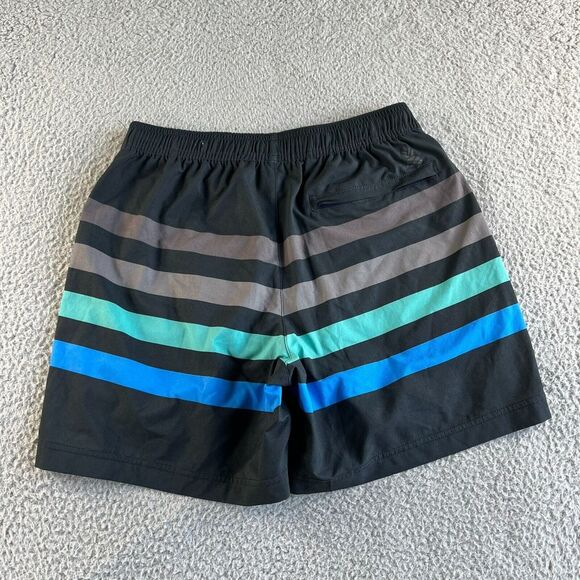 NEW Chubbies Board Shorts Mens Small Black Blue Striped Swim Trunks Lined Beach - Picture 2 of 8